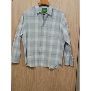 TOMMY BAHAMA ISLAND MODERN FIT BUTTON UP PLAID SHIRT BLUE/WHITE MULTICOLOR XL.